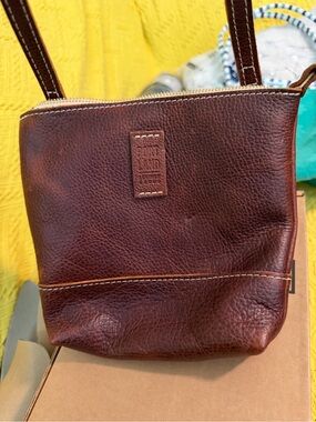 Born Brown Pebbled Leather Messenger Crossbody
